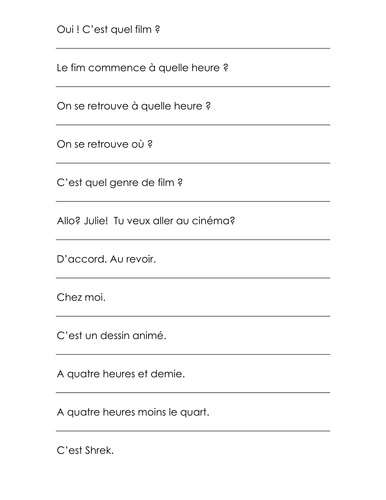 arranging to go to the cinema