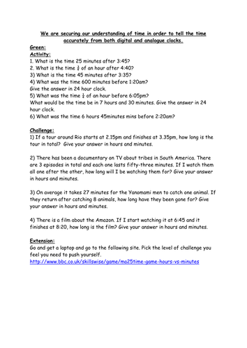 Differentiated word problems involving time SET 1 - KS2 Year 5