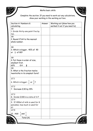 year 6 maths calculation and number homework week 1 sats