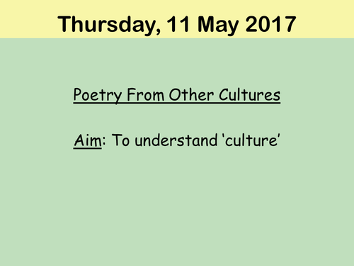 Full scheme of work-  Poetry from other cultures.