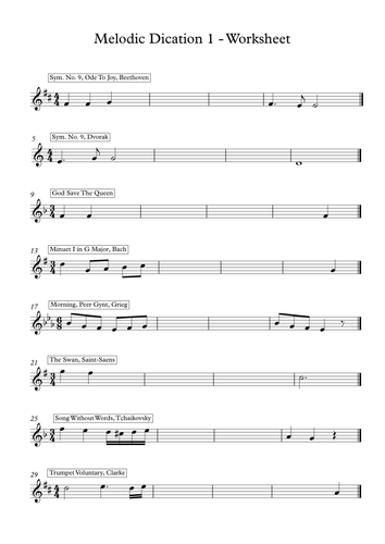 GCSE Melodic Dictation Exercises