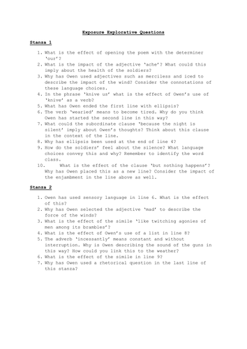 Exposure and The Charge of the Light Brigade Comparison Edexcel 1-9