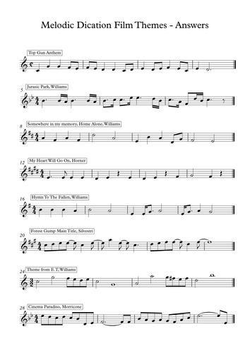 Melodic Dictation - Film Themes