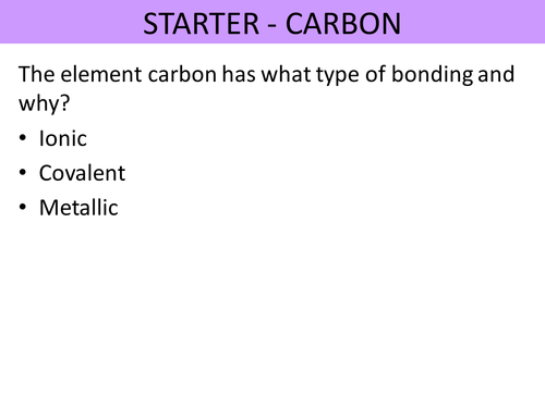 Giant covalent structures (carbon allotropes; diamond and graphite) - AQA GCSE C3.7