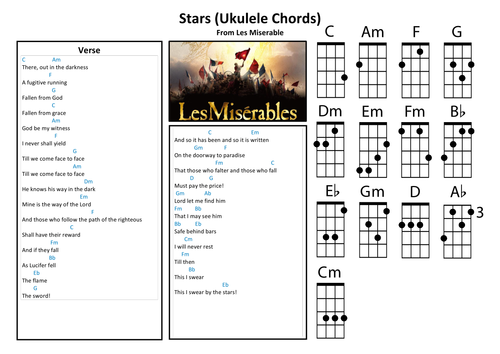 Stars (Les Miserables) - Piano and Ukulele Chords