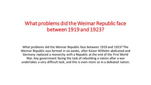 why was 1923 a difficult year for the weimar republic