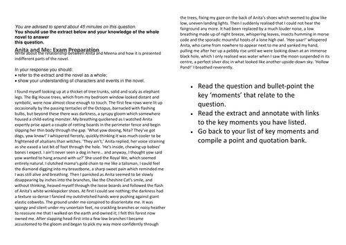 Anita and Me Revision Question - Component 2A - EDUQAS
