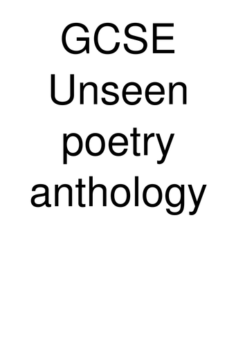 Unseen poetry anthology 1- popular resource