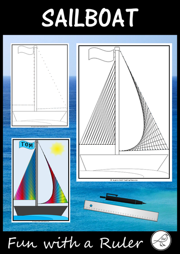 Math Art - Fun with a Ruler - Sailboat