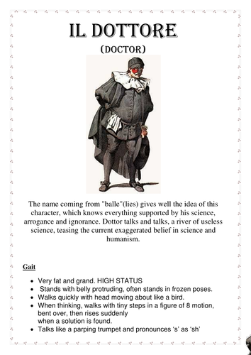 Commedia dell' arte Character Cards