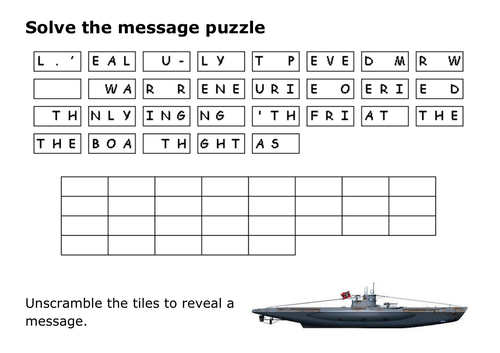 Solve the message puzzle about the Battle of the Atlantic