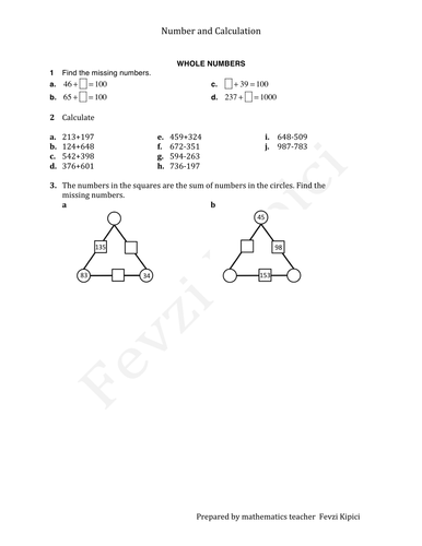 Numbers and Calculation_Whole Numbers