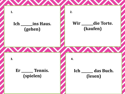 German Verbs Task Cards: Present Tense Irregular and Regular Verbs (Verben)