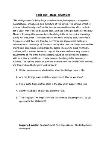 An inspector calls homework image