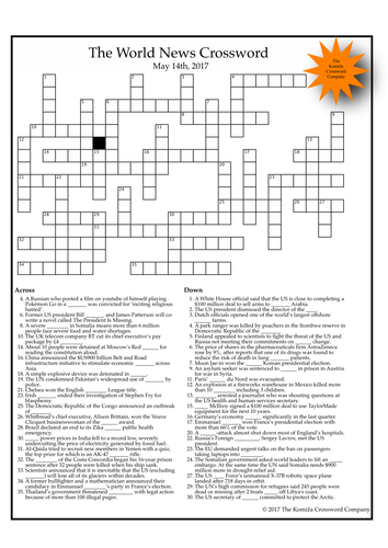 The World News Crossword (May 14th, 2017)
