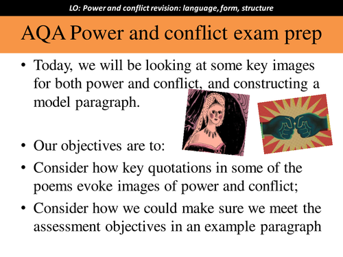 Power and Conflict poetry revision - key quotes - AQA