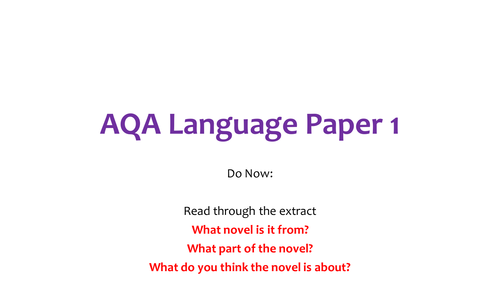 2017 GCSE English AQA Language Paper 1 Full reading section revsion booster or first teaching