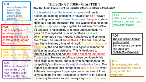 GCSE Sign of Four Conan Doyle Assessment Objectives SQI Paragraph exemplar