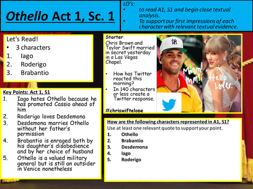 Othello Act 1 Scene 1 Lesson A level