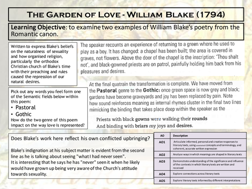 essay questions on garden of love