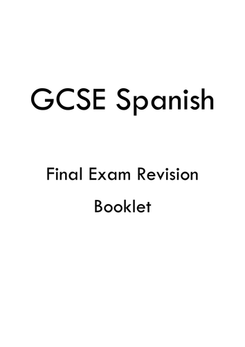 SPANISH GCSE REVISION BOOKLETS+ GAME