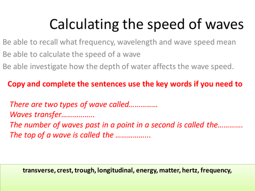 wave speed investigation