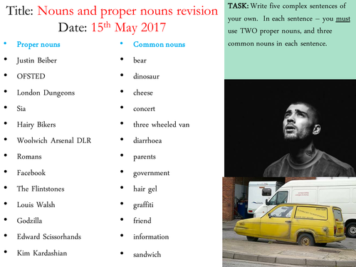 Nouns and proper nouns starter KS2 or KS3