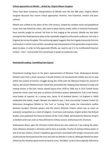 Othello 'Love Through the Ages' AQA Lit A spec