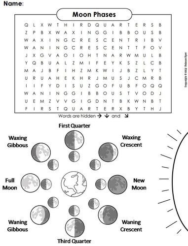 vocabulary worksheet job pdf Word ScienceSpot by  Teaching  Moon Phases Search