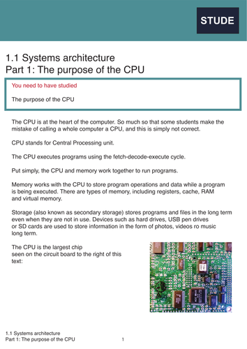 The Purpose of the CPU Revision Pack for OCR Computer Science