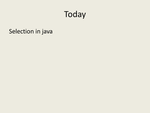 Selection practical for GCSE Computer Science using Java
