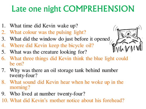 Short Story Prehension Late E Night KS2 KS3 By