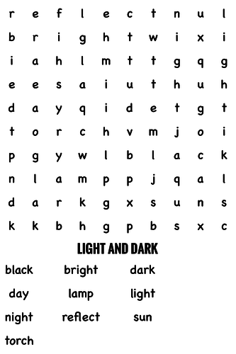 Science Light Word Search - WordMint