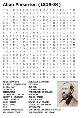 Allan Pinkerton Word Search