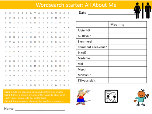 10 Wordsearches French Language 2 Keywords KS3 GCSE Wordsearch Starter Plenary Cover
