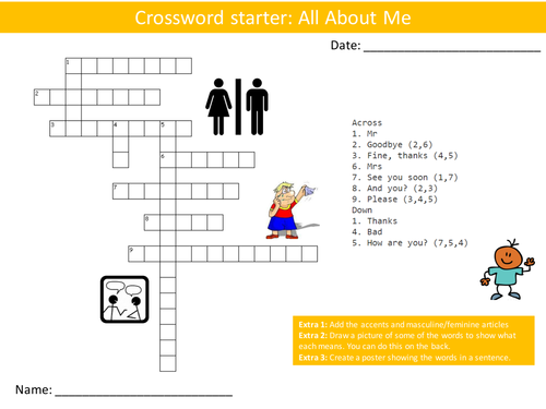 10 Crosswords French Language 2 Crosswords KS3 GCSE Wordsearch Starter Plenary Cover