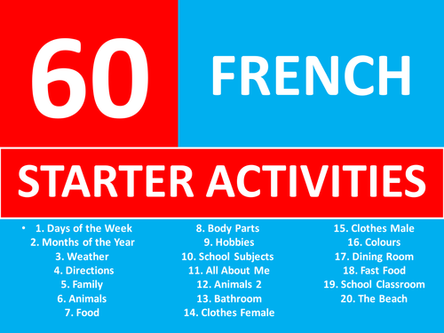 60 x French Vocab Starter Activities GCSE KS3 Keyword Wordsearch Crossword Homework Cover Lesson