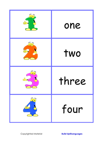 Numbers game, match the numbers with their words