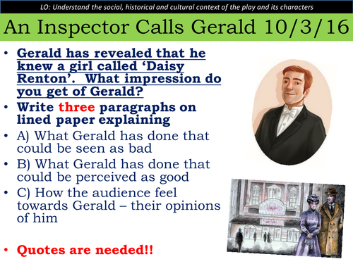 An Inspector Calls - Gerald - mini assessment KS4