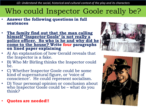 An Inspector Calls - mini essay on Inspector Goole - KS4