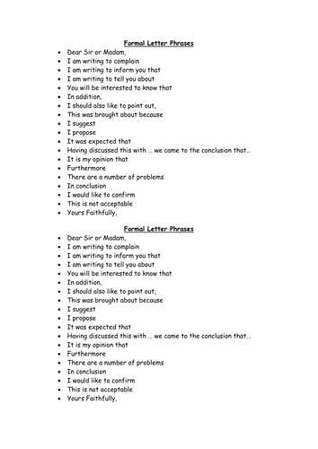 Formal Letter Writing Ideas Ks2