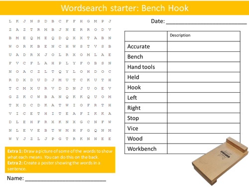 Design Technology Tools The Bench Hook Ks3 Gcse Wordsearch