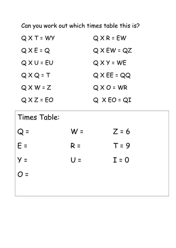 3x table reasoning activity y3