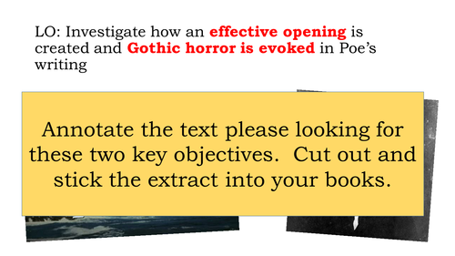 Edgar Allen Poe - Gothic horror KS3 - mini assessment on The Pit and the Pendulum