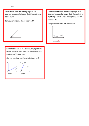 Identify other multiples of 90˚ (missing angles). Year 5