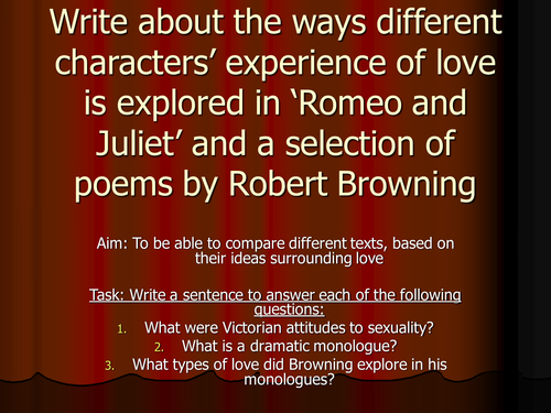 LOVE in Romeo and Juliet & Robert Browning Lesson 3