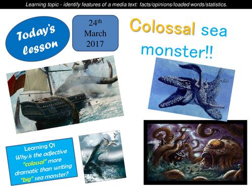 Colossal sea monster KS3 or KS2 media texts/fantasy/mythology