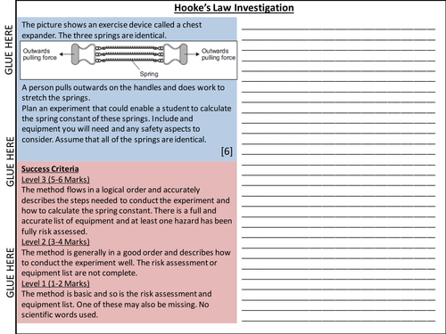 Hooke's Law 6 Mark Question Extended Writing Assessment Task - Aimed at ...