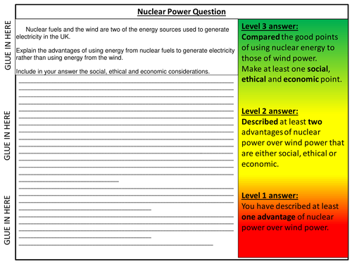 Nuclear power 6 mark Question - Assessed Piece of work opportunity