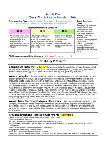 Nursery Focused Activity Plan Template -  with free Jack and the Beanstalk example plan